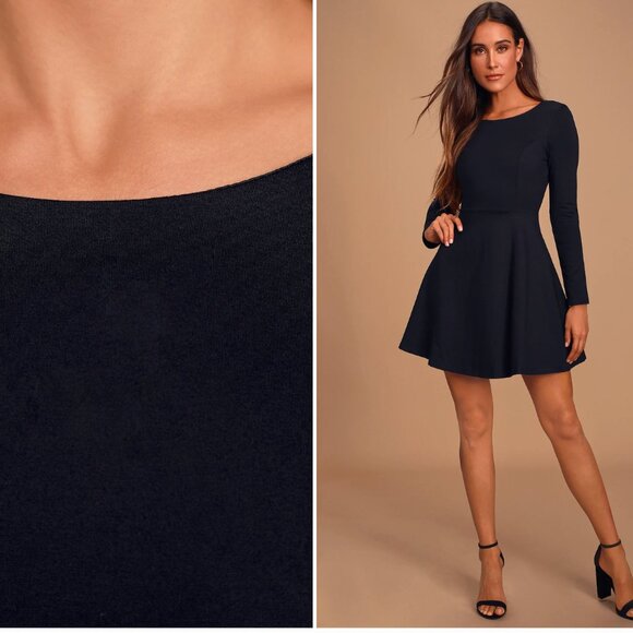 BRAND NEW - HOLIDAY DRESS Forever Chic Black Long Sleeve Dress - Picture 2 of 6